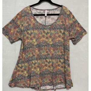 LuLaRoe Perfect T Womens XL Short Sleeve Scoop Neck Medallion Paisley Tunic Top
